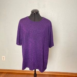 2 2x Villager Signature Glittery Sparkly Purple Stretchy Sweater T shirt